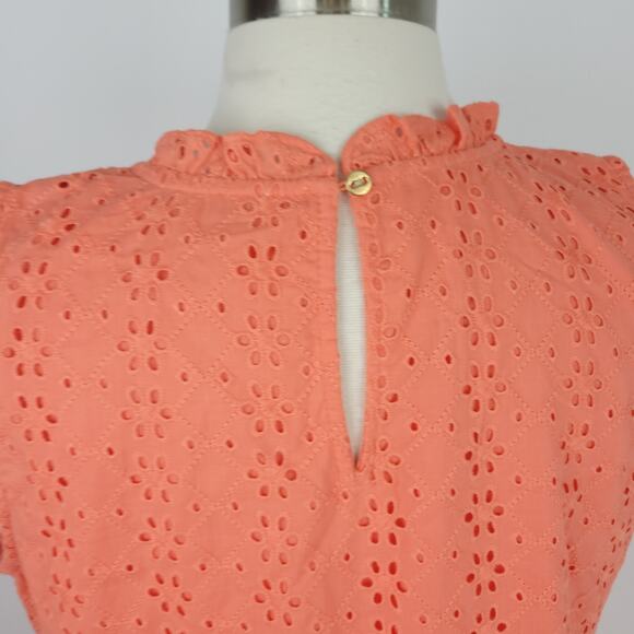 Loft Eyelet Tiered Swing Mini Dress Creamy Peach Pink Size Small - Picture 7 of 10